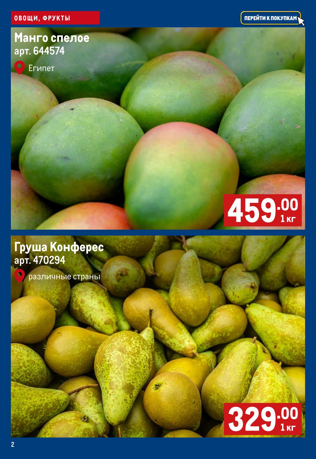 Цены на Манго и груши 